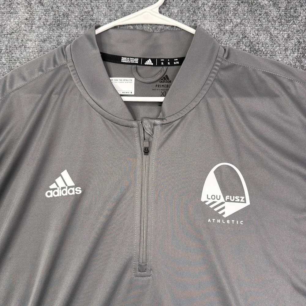 Adidas Mens Primeblue 1/4 Zip Soccer Training Pullover Shirt XL Gray Lou Fusz